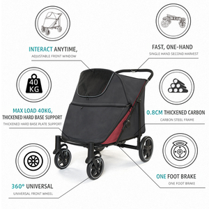 Chariots <span class=keywords><strong>de</strong></span> transport pliables <span class=keywords><strong>de</strong></span> luxe portables à 4 roues pour animaux <span class=keywords><strong>de</strong></span> compagnie, petits et grands, pour chats et chiens, vente en gros - Product Image 3