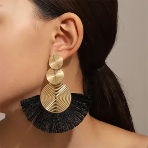 Fashionable Retro Tempered Tassel Earrings New Style Colorful Jewelry for Women Children Mainly Copper Material