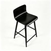 Tabouret de bar avec dossier, siège en plastique noir avec structure métallique, chaise haute avec repose-pieds pour café et école