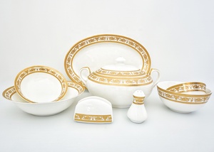 Juego de Vajilla de Porcelana Fina de Baviera, 108 Piezas, con Relieve Dorado de Lujo - Product Image 4