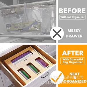 Bamboo Wood <b>Storage</b> <b>Box</b> 12x12x3 Inch Space Saving Drawer Organizer for <b>Kitchen</b> Food Bags - Product Image 2