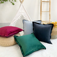 INS – housse de coussin personnalisée en velours Polyester de couleur unie avec bord pour salon et maison