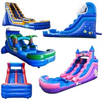 Toboggan aquatique gonflable géant en PVC, durable, à une voie, personnalisé, vente en gros, pas cher, avec piscine et souffleur