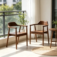 Fauteuil en bois massif de caoutchouc, grain de bois riche, dossier courbé monobloc, accoudoirs enveloppants, fabricant grossiste, fournisseur en gros