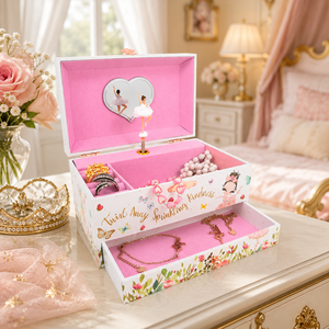 Custom Musical Jewelry <b>Box</b> with Mirror double Layer Design for Luxury Ring <b>Earring</b> Necklace Gift Packaging and gift store - Product Image 1