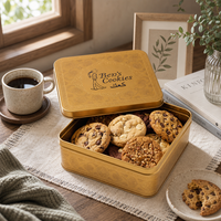 Boîte à biscuits carrée personnalisée en métal pour un stockage sûr des aliments, boîte en métal de taille moyenne pour biscuits et gâteaux avec couvercle