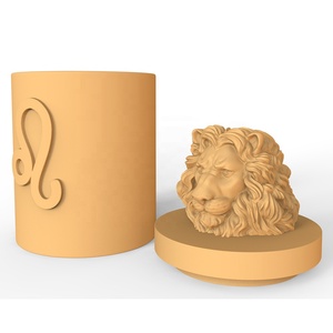 Commercio all'ingrosso una delle dodici costellazioni segno romantico regalo vaso di cemento cemento celeste giallo Leo figura candela barattolo con coperchio - Product Image 2