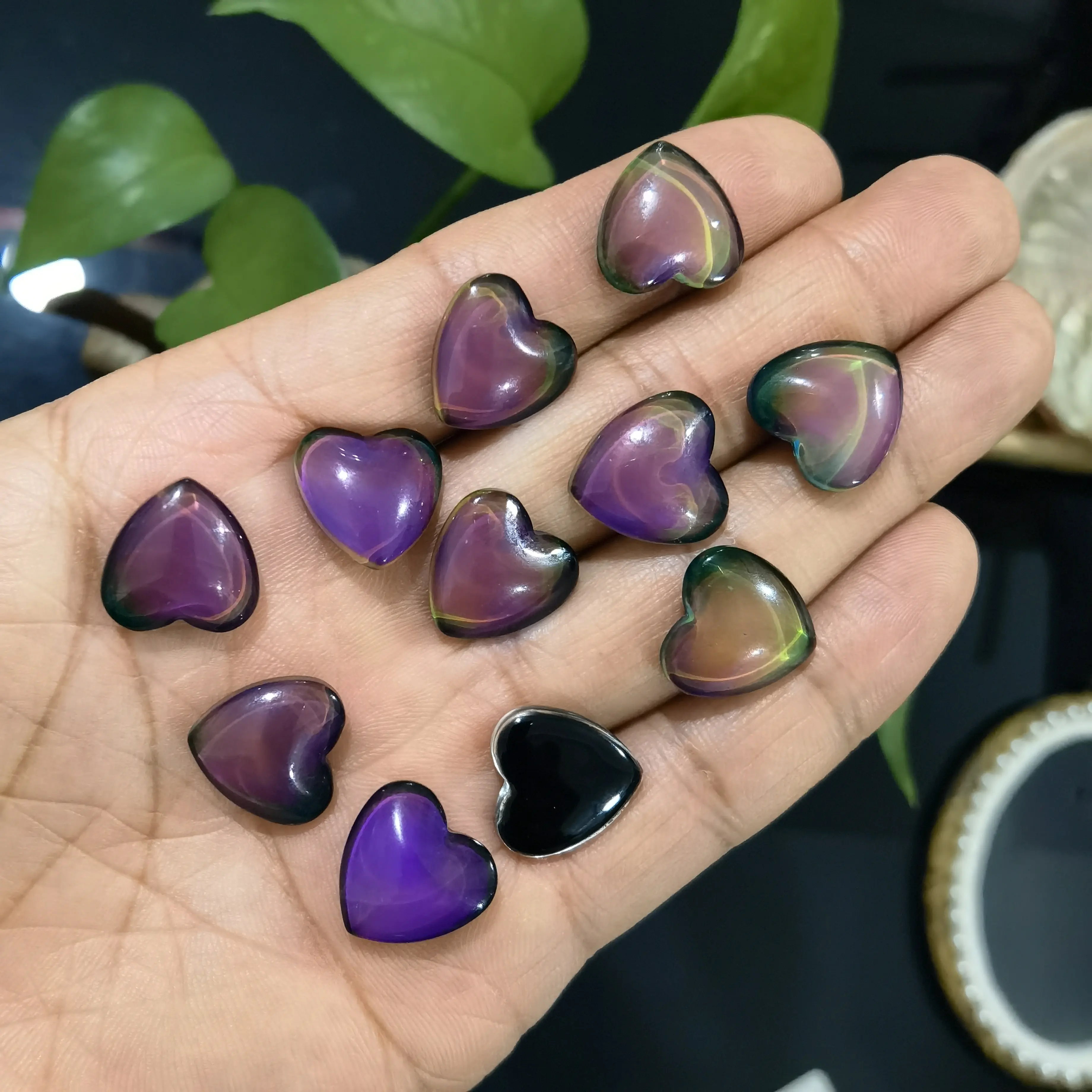 DIY Handmade Color Changing Stone Beads Jewelry Magic Heart Mood Stone Beads Accessories