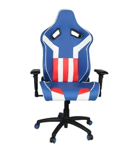 36 Polegadas Azul Cadeira Executiva de Couro 250 Libras Carregando Peso Aquecido Massagem Gaming Racing Simulator Jogos PC Cooling Feature