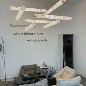 Lustre LED moderne de luxe, décoratif, <span class=keywords><strong>en</strong></span> marbre et laiton, pour plafond haut, <span class=keywords><strong>en</strong></span> albâtre naturel, <span class=keywords><strong>colonne</strong></span> ovale, contemporain - Product Image 4