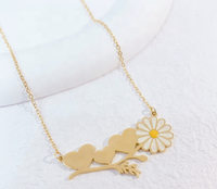 Bunga krisan aster tahan air bunga berwarna Enamel hati cinta nama pribadi kalung keluarga
