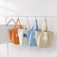 Tas Tote Kanvas Katun Logo Kustom Kapasitas Besar Ramah Lingkungan Tahan Lama Tas Belanja Grosir Multiwarna