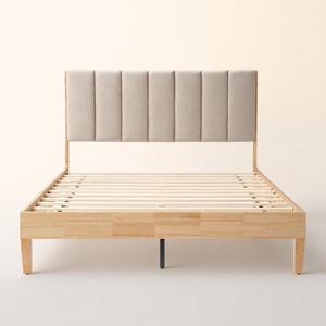 Lit Queen scandinave avec tête de lit en forme de clavier de piano et lit rembourré en lin pour chambre moderne - Product Image 2