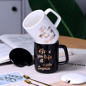 Taza de café de cerámica con tapa para pareja, cuchara de té de oficina, taza de leche clásica, Horóscopo con patrón personalizable - Product Image 6
