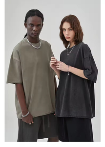 T-shirt Homme Oversize 100% Coton OEM en Gros, Impression DTG, Logo Personnalisé, Grammage Lourd, Délavé à l'Acide, Vintage, Ourlet Brut - Product Image 2