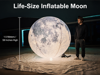 Ballon lunaire gonflable géant réaliste avec LED lumineuses pour la décoration de mariage en plein air, fête, événement, grande lumière lunaire gonflable
