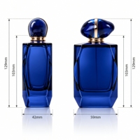Flacon de parfum personnalisé de haute qualité pour homme, en verre bleu carré bouclé, avec bouchon unique en plastique anti-fuite, 100 ml