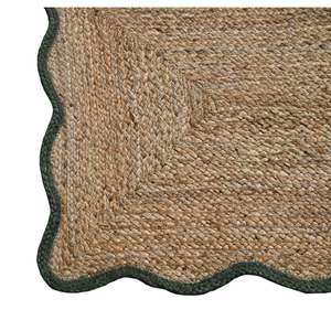 Jute Braided Rug Eco Friendly Non Slip Flat Pile Rectangle Indoor <b>Flooring</b> Natural Green Geometric Design - Product Image 1