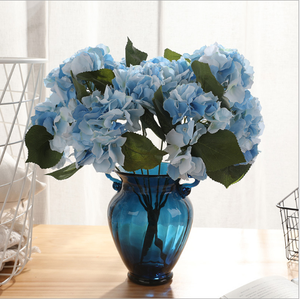 Venta caliente 5 cabezas artificial Hortensia azul Flor de seda para la decoración de interiores - Product Image 2
