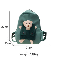 Sac à Dos de Voyage Mignon en Peluche pour École, Petit Sac de Jour en Nylon Multi-Couleur pour Maternelle, Sac à Dos pour Enfants Ours avec Motif Teddy