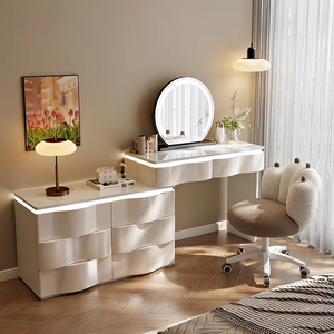 <span class=keywords><strong>Coiffeuse</strong></span> en bois massif <span class=keywords><strong>de</strong></span> nouveau style avec armoire <span class=keywords><strong>de</strong></span> rangement intégrée <span class=keywords><strong>et</strong></span> miroir <span class=keywords><strong>de</strong></span> maquillage <span class=keywords><strong>Table</strong></span> <span class=keywords><strong>de</strong></span> chevet pour chambre moderne - Product Image 1