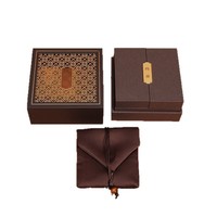 Boîte à bijoux vintage ajourée en papier texturé, pochette en soie à cordon, logo personnalisé, pour bracelets et bijoux en jade