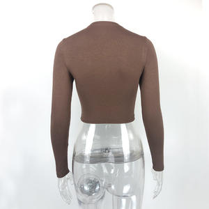 Top Corto da <span class=keywords><strong>Donna</strong></span> Personalizzato, Sexy, a Collo Alto, Manica Lunga, T-Shirt Moda Streetwear - Product Image 5