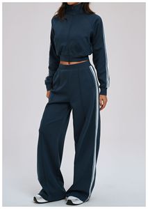 Conjunto Deportivo de <span class=keywords><strong>Yoga</strong></span> de 2 Piezas, Chaqueta Holgada y Pantalones Anchos de Pierna Recta para Mujer, Conjuntos Deportivos Personalizados - Product Image 2