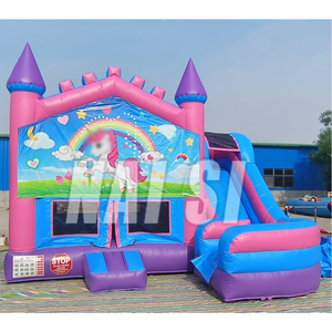 Structure gonflable aquatique et sèche, violet <span class=keywords><strong>rose</strong></span>, avec toboggan, motif dessin animé pour filles, pour fêtes d'enfants - Product Image 2