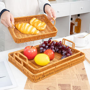 Bandeja Rectangular Bobai de Imitación de Ratán con Asa para Servir Frutas, Pan y Repostería, 12 Unidades, Nacional e Internacional - Product Image 1