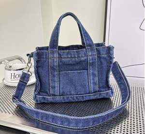 批发牛仔购物袋新设计时尚压花便携式牛仔购物袋手提袋 - Product Image 5