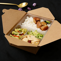 Boîtes alimentaires jetables en papier kraft biodégradable avec laminage mat et gaufrage – Fournitures personnalisées pour la restauration à emporter