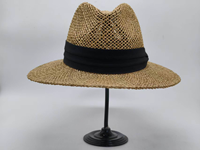 Chapeau Panama Fedora à bord plat en herbe de mer naturelle, fait main, de haute qualité, respirant, à tissage ouvert, pour hommes et femmes, décontracté