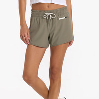 Short de cyclisme de sport à cordon réglable pour femmes avec poche zippée à bord plat 100% polyester
