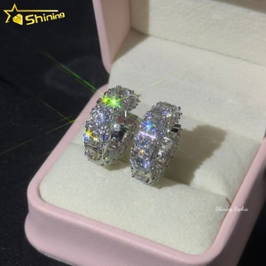 Big Diamond Shining 5MM Luxury Hip Hop <strong>Earrings</strong> S925 <strong>Sterling</strong> <strong>Silver</strong> Iced Out Stud Moissanite <strong>Huggie</strong> <strong>Earrings</strong> for Women Men - Product Image 2