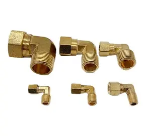 Brass Ferrule Compression Pipe Fittings Brass Male Connector Elbow Brass Fitting3/8" X 3/8"