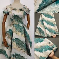 3482 Kain Brokat Afrika Baru, Kain Jacquard Mewah, Kain Damask Bunga Nigeria, Kain Brokat Berlapis Emas, Kain Brocard Oranye