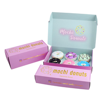 Individuelle Rosa Goldfolie Logo Faltbare Beliebte Mochi Donut Halbes Dutzend Donut Kekse Süßigkeiten Karton Papier Verpackung Geschenkbox