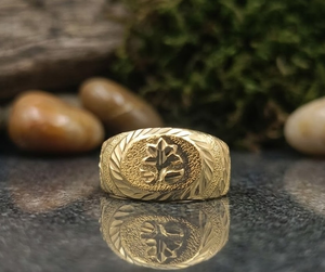 DIVYORO Traditional Gold Finish <b>Men</b> <b>Ring</b> Copper and Brass Fashion Jewelry Classic Finger <b>Ring</b> for Daily and Festive Wear - Product Image 3