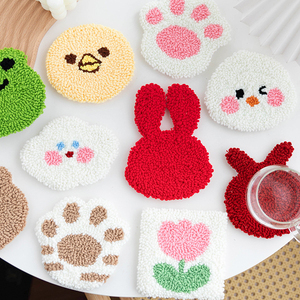 Wholesale High Quality Punch Needle Handmade Drink Tufted DIY Mini Custom Mug Rug Coasters
