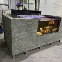 Aquarium mobile en acier inoxydable pour poissons, aquarium hors sol avec système de filtration, aménagement paysager et décoration de terrasse.