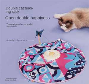 Tapis interactif intelligent pour chat avec papillon tournant, tapis de jeu électronique à mouvement pour chats d'intérieur, jouet d'exercice pour animaux de compagnie rechargeable par USB - Product Image 3
