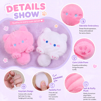 Porte-clés en peluche chat mignon, accessoire de sac, ornement, figurine, jouet, cadeau pour les loisirs, qui couine lorsqu'il est pressé sur la queue