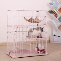 Kinghotpet — cage à chat en métal 84x61x110cm, maison à 2 niveaux, nid d'intérieur et d'extérieur, grand espace, pour le domicile et le corps des chats