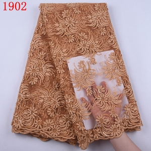 Tessuto in Pizzo Africano <span class=keywords><strong>Bianco</strong></span> con Perline Ricamate Abito in <span class=keywords><strong>Tulle</strong></span> con Paillettes per Feste Femminili Nigeriane 1902 - Product Image 3