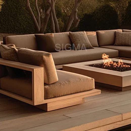 New arrival modern patio set teak wood outdoor furniture garden sofas