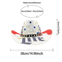 Chapeau de cowboy blanc en paille avec drapeau américain et étoiles pour le 4 juillet, la fête de l'Indépendance, les festivals de musique et les fêtes pour adultes - Vente en gros