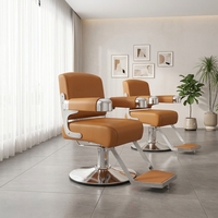 Chaise de salon de coiffure moderne haut de gamme en cuir PU, inclinable, pliable, portable, écologique et durable pour styliste et salon de coiffure