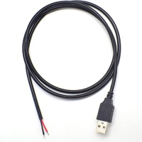 Kabel USB A Male dengan Selubung PVC, Ujung Terbuka, 4 Inti, Kabel Timah untuk Daya dan Data