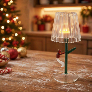 Portavelas de vidrio de borosilicato con temática de animales hecho a mano, tamaño pequeño, pantalla estriada transparente de alta calidad para uso doméstico, Metal - Product Image 4